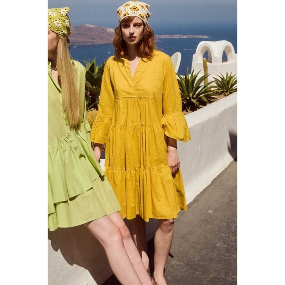 Devotion Twins Faros Midi Dress in Mustard Yellow Size Small